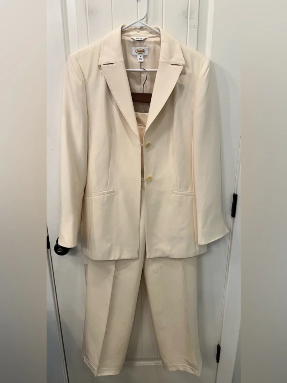 Talbots Cream Two-Piece Men's Suit Blazer and Trousers